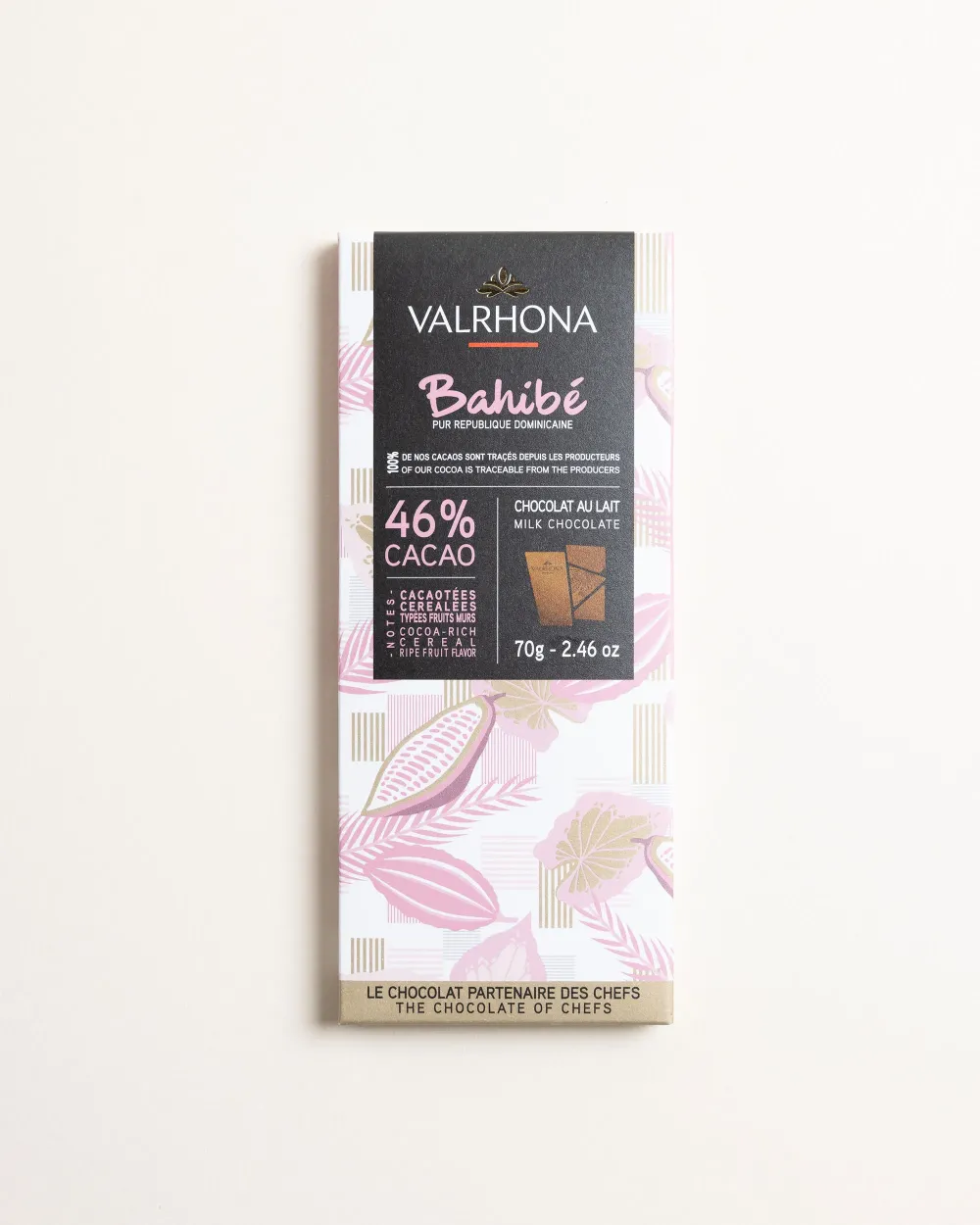 Tablette chocolat au lait Valrhona Bahibé 46% et amandes grillées